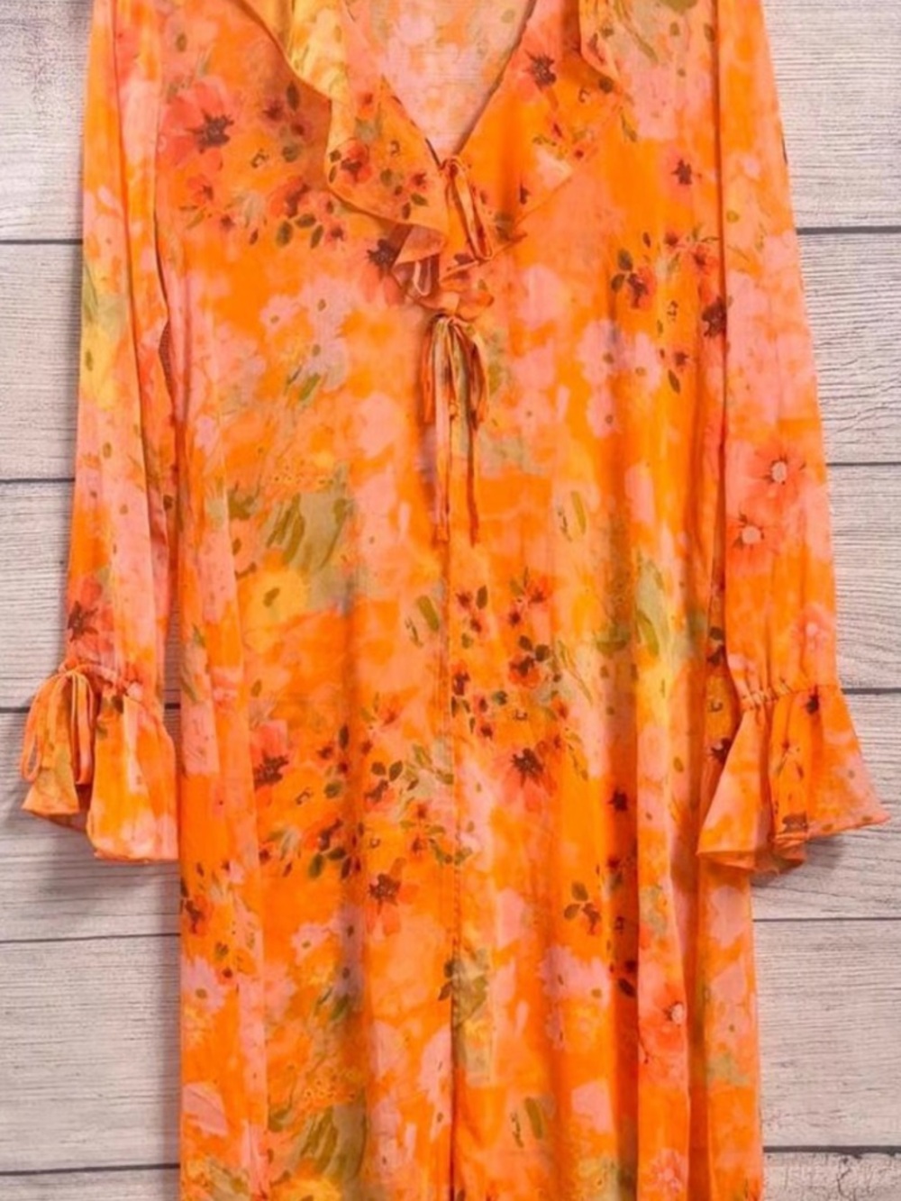 🍊 Wild Fable Orange Floral Ruffle Cover-Up XL 🍊